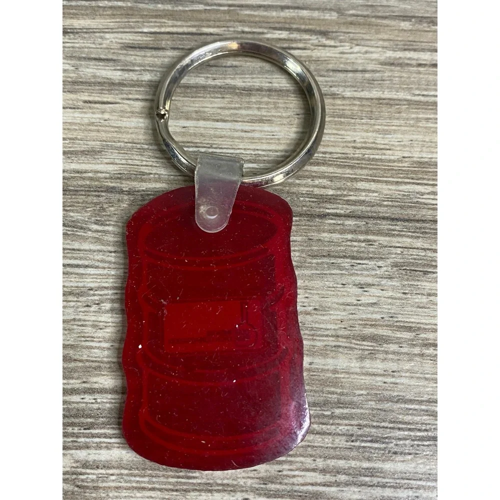 Vintage Continental Research Corporation‎ Red Oil Drum Barrel Keychain Fob